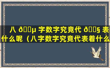 八 🌵 字数字究竟代 🐧 表着什么呢（八字数字究竟代表着什么呢图片）